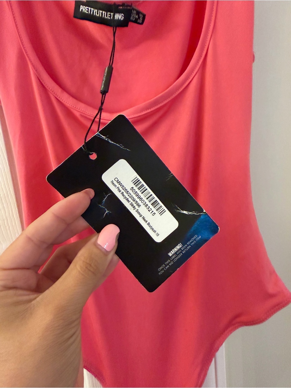 NWT PrettyLittleThing Pink Recycled Slinky Scoop Neck Bodysuit - Picture 3 of 5